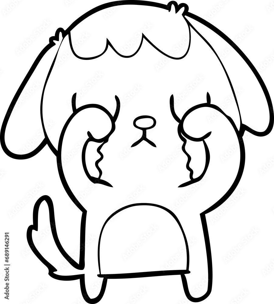 Obraz premium cute cartoon dog crying