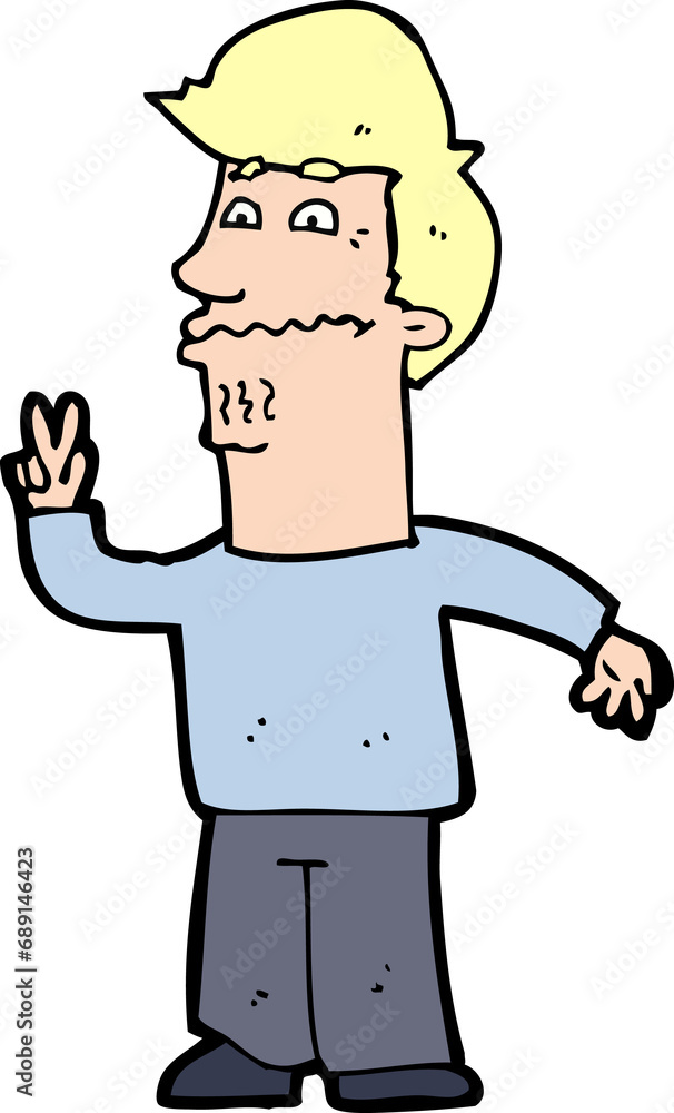 cartoon man giving peace sign cartoon man giving peace sign