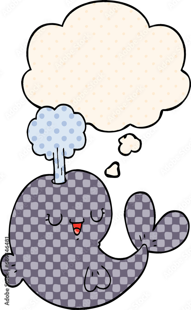 cartoon whale with thought bubble in comic book style cartoon whale with thought bubble in comic book style