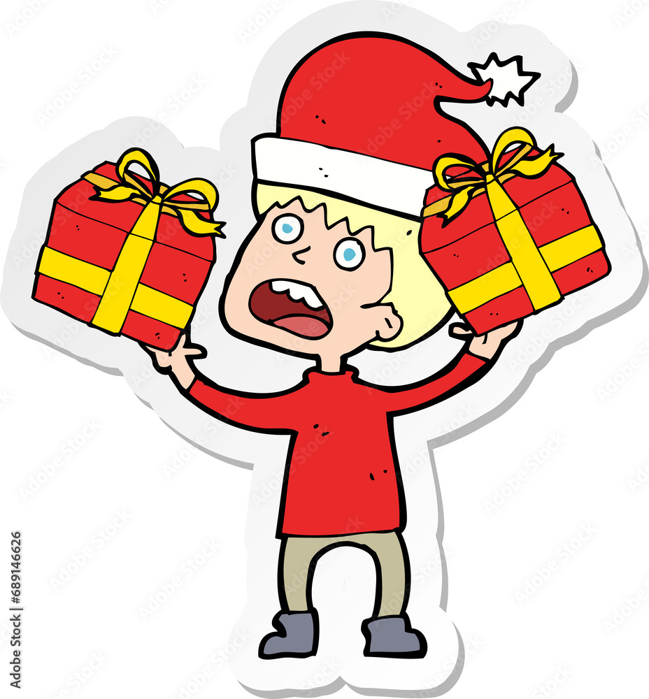 sticker of a cartoon man ready for christmas sticker of a cartoon man ready for christmas