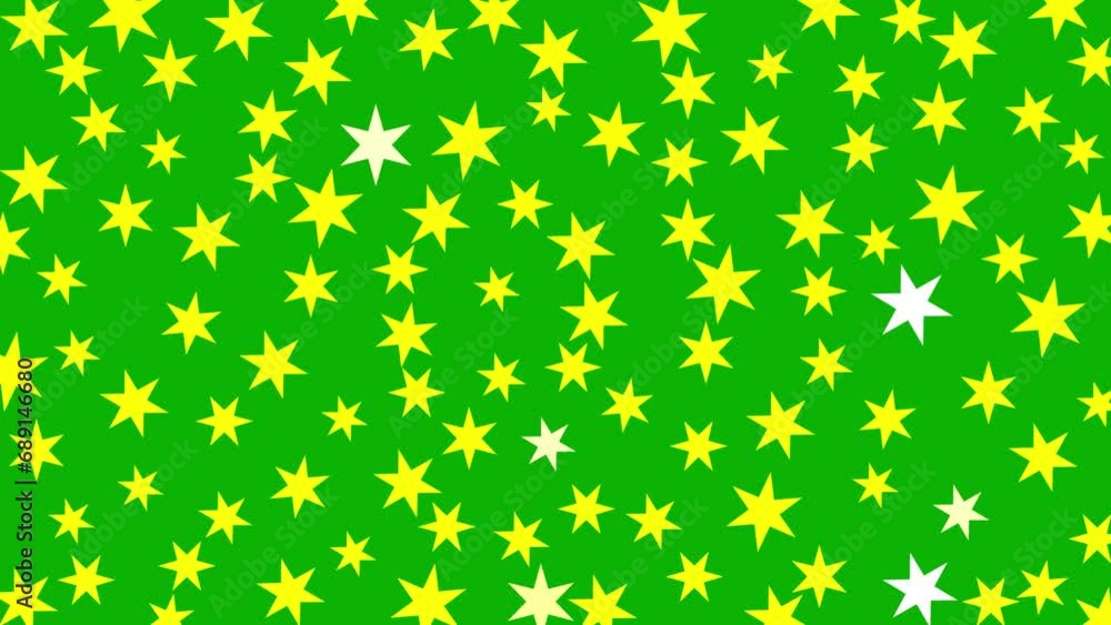 Animated yellow stars shine. Starry magic background. Flat vector illustration isolated on green background. Animated yellow stars shine. Starry magic background. Flat vector illustration isolated on green background.