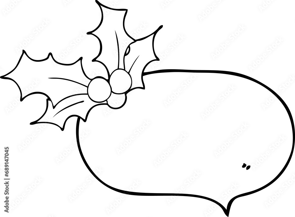 freehand drawn speech bubble cartoon christmas holly freehand drawn speech bubble cartoon christmas holly