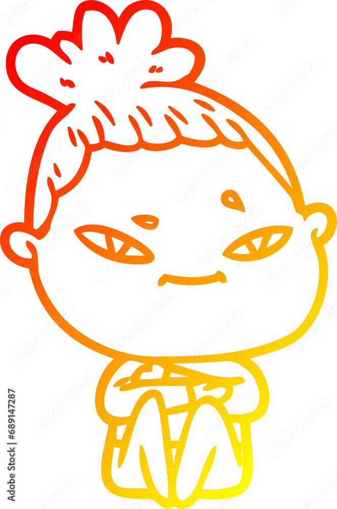 Fototapeta premium warm gradient line drawing of a cartoon woman