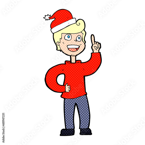 cartoon man getting ready for christmas