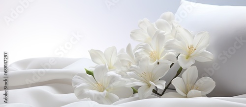 Floral cushions on white su...