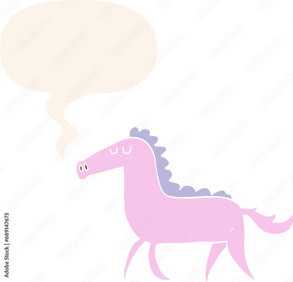 cartoon horse with speech bubble in retro style cartoon horse with speech bubble in retro style