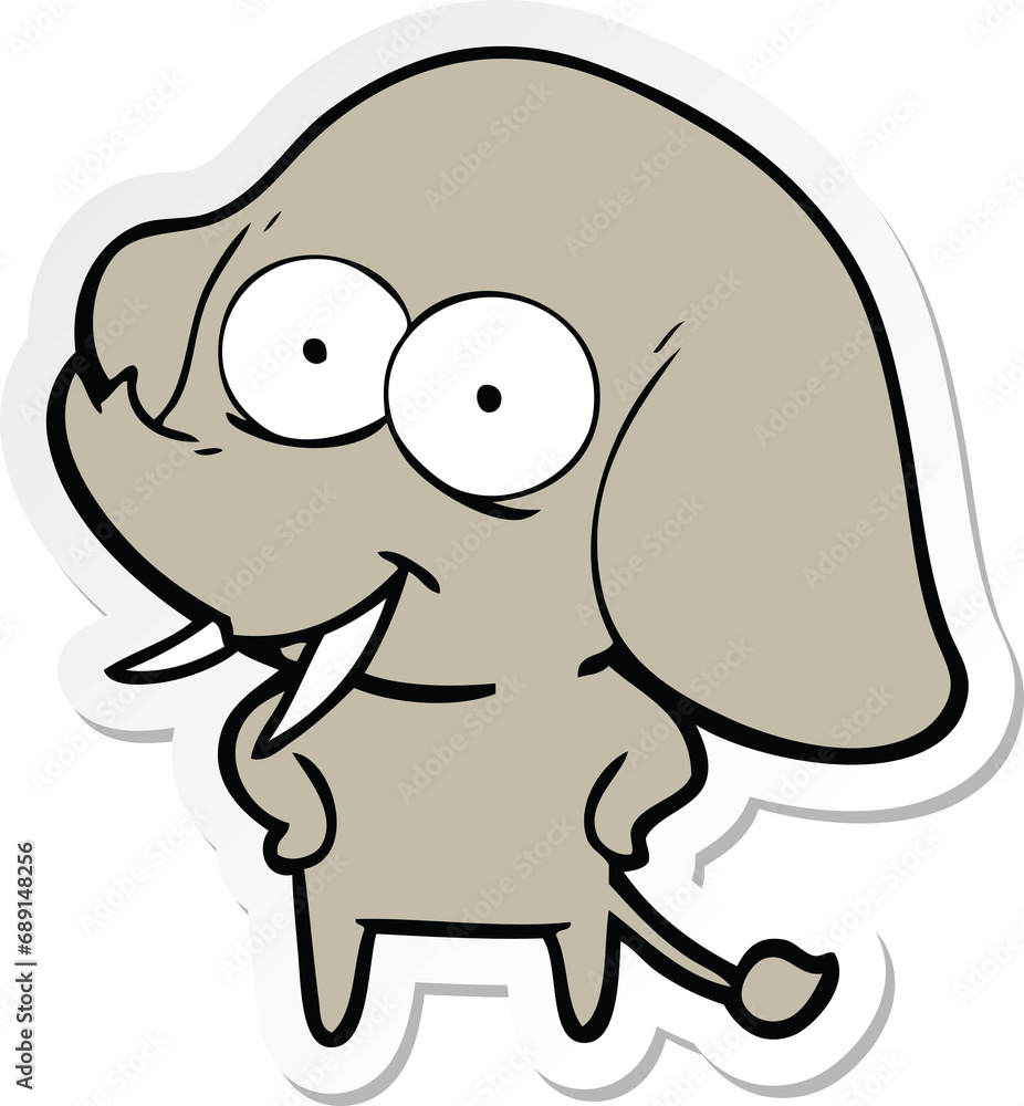 sticker of a happy cartoon elephant sticker of a happy cartoon elephant