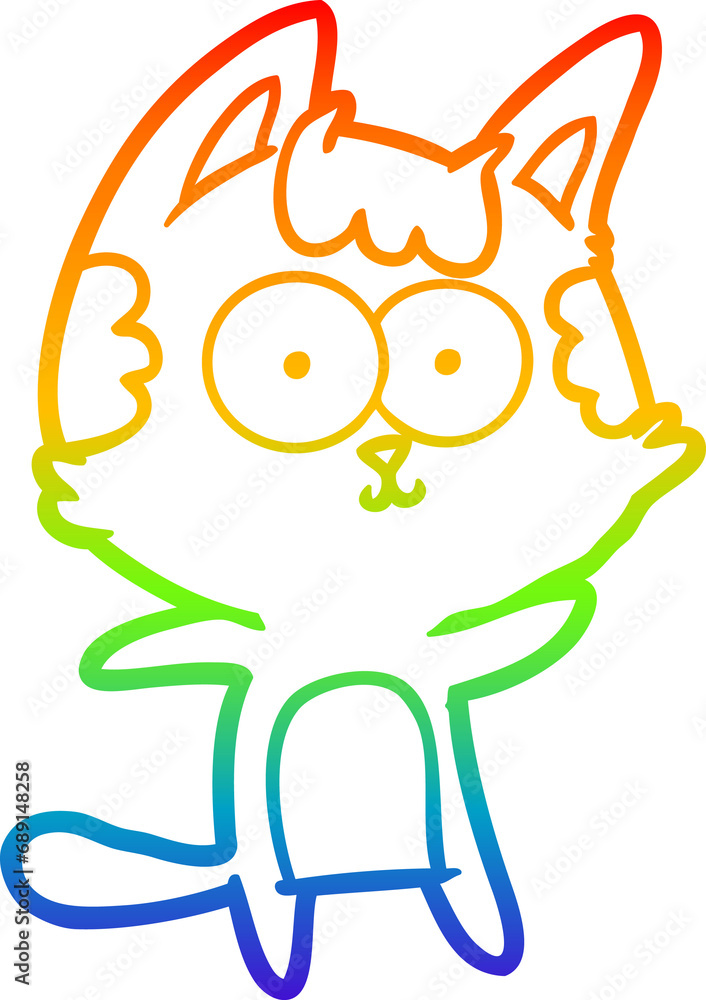 rainbow gradient line drawing of a happy cartoon cat rainbow gradient line drawing of a happy cartoon cat