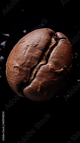 isolated top of roasted coffee bean, in the style of eroded surfaces created with Generative Ai