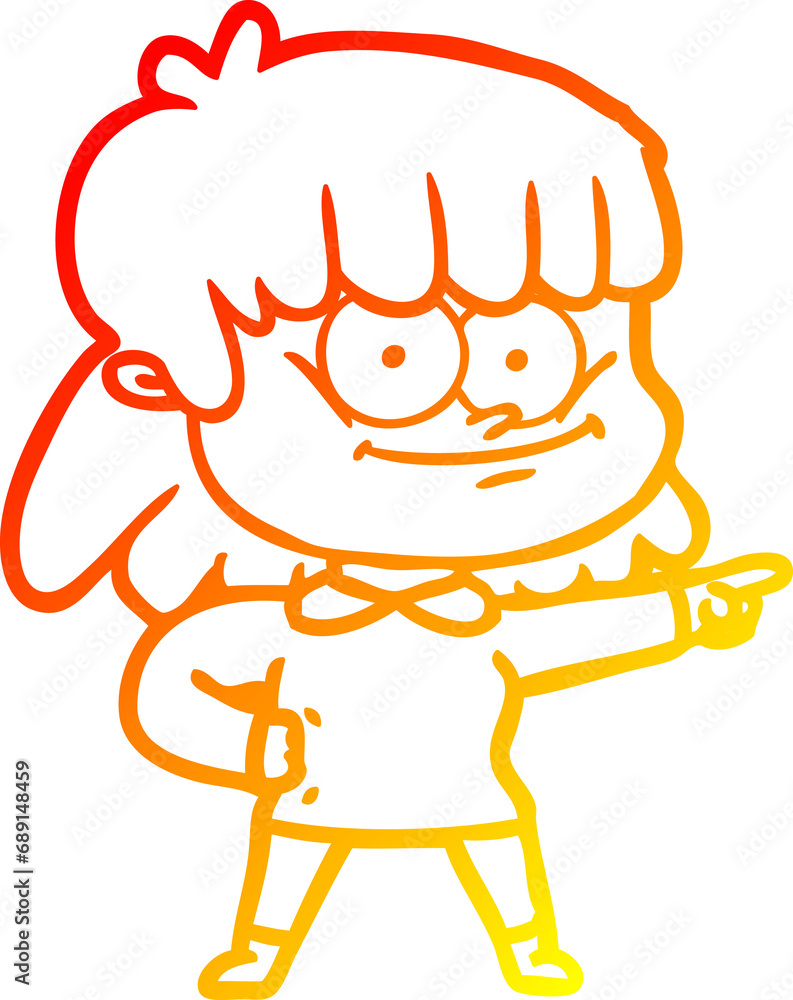 warm gradient line drawing of a cartoon girl smiling warm gradient line drawing of a cartoon girl smiling