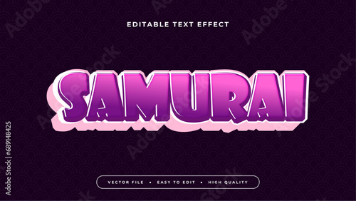 Black white and purple violet samurai 3d editable text effect - font style