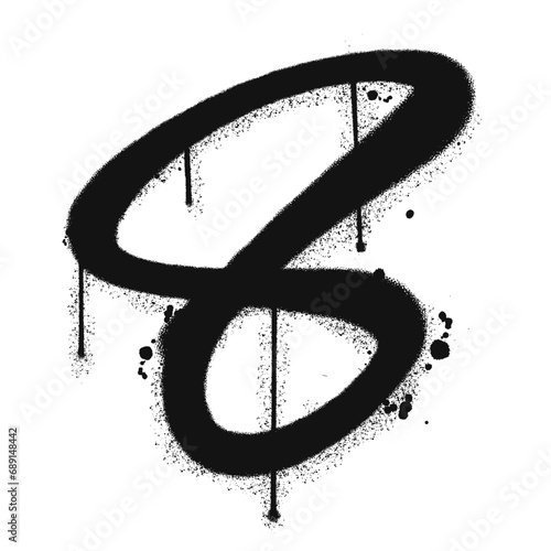 Vector graffiti spray paint number eight in isolated background
