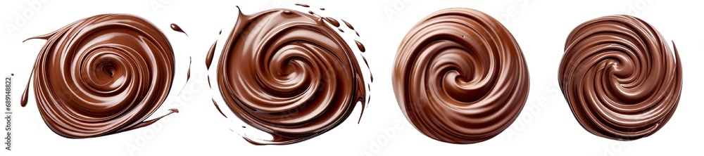 Collection of PNG. Top view of Chocolate swirl isolated on a transparent background. Collection of PNG. Top view of Chocolate swirl isolated on a transparent background.