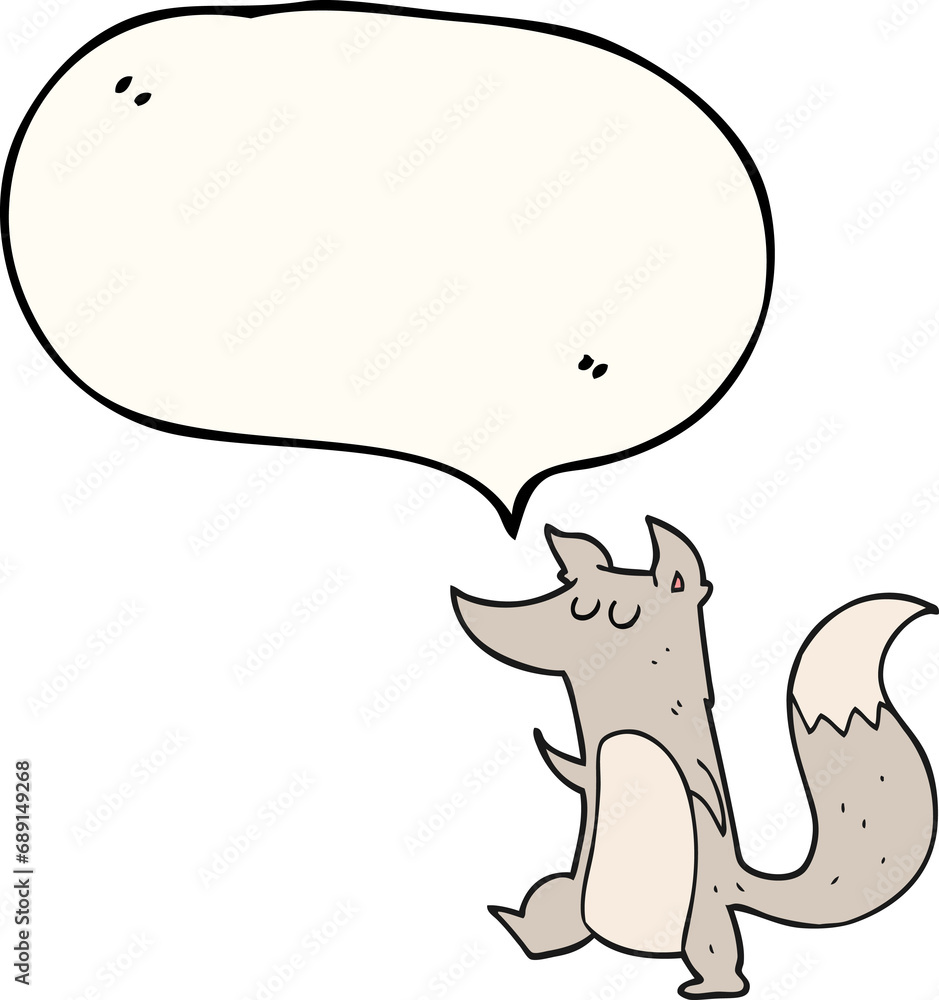 freehand drawn speech bubble cartoon little wolf freehand drawn speech bubble cartoon little wolf