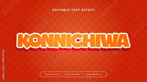 Red white and orange konnichiwa 3d editable text effect - font style