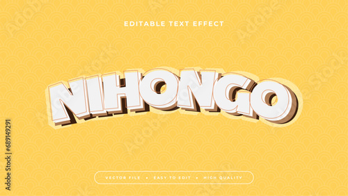 White and yellow nihongo 3d editable text effect - font style photo