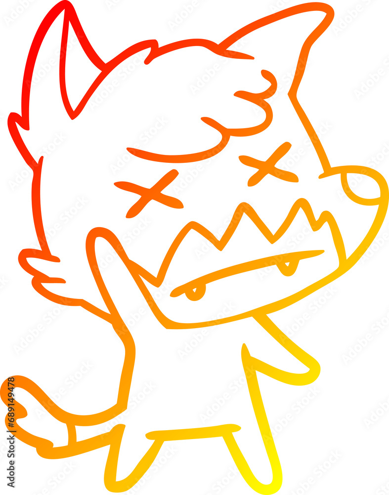 warm gradient line drawing of a cartoon dead fox warm gradient line drawing of a cartoon dead fox