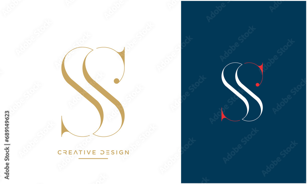 SS or S Alphabet letters logo monogram SS or S Alphabet letters logo monogram