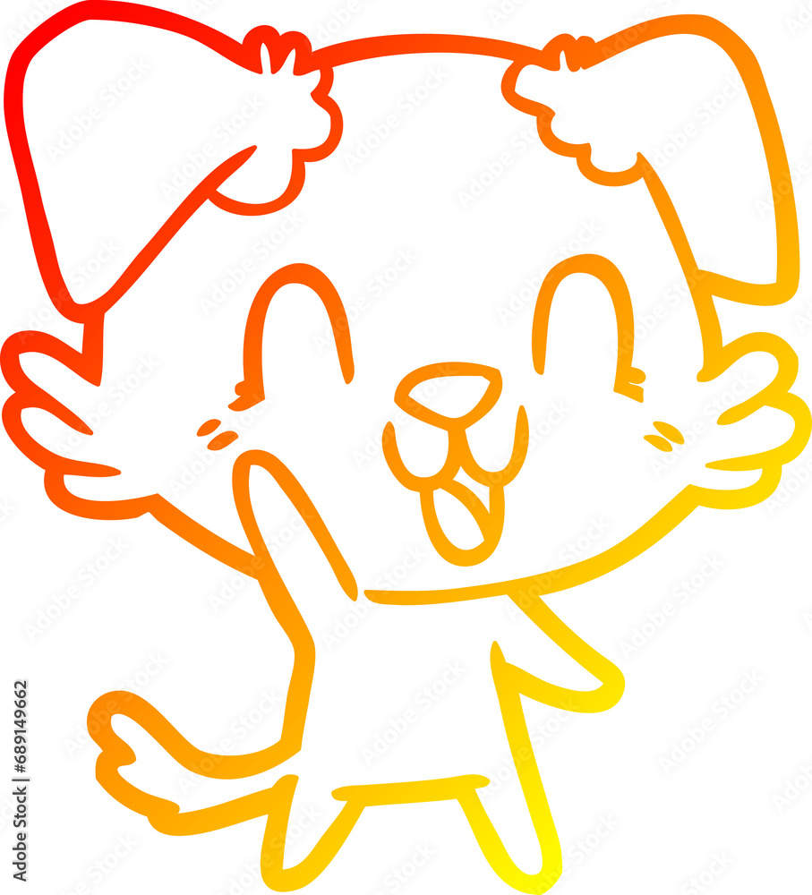warm gradient line drawing of a laughing cartoon dog warm gradient line drawing of a laughing cartoon dog