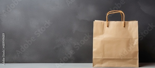 Environmentally friendly bag on concrete Copy space image Place for adding text or design