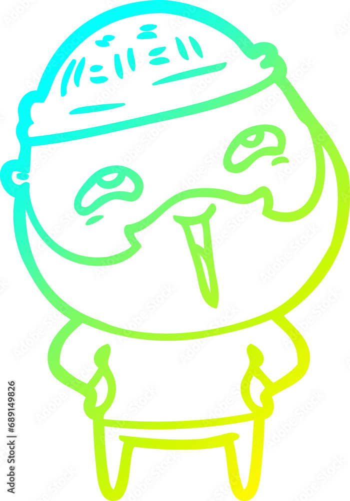 cold gradient line drawing of a cartoon happy bearded man cold gradient line drawing of a cartoon happy bearded man