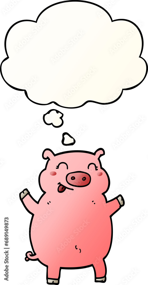 cartoon pig with thought bubble in smooth gradient style cartoon pig with thought bubble in smooth gradient style