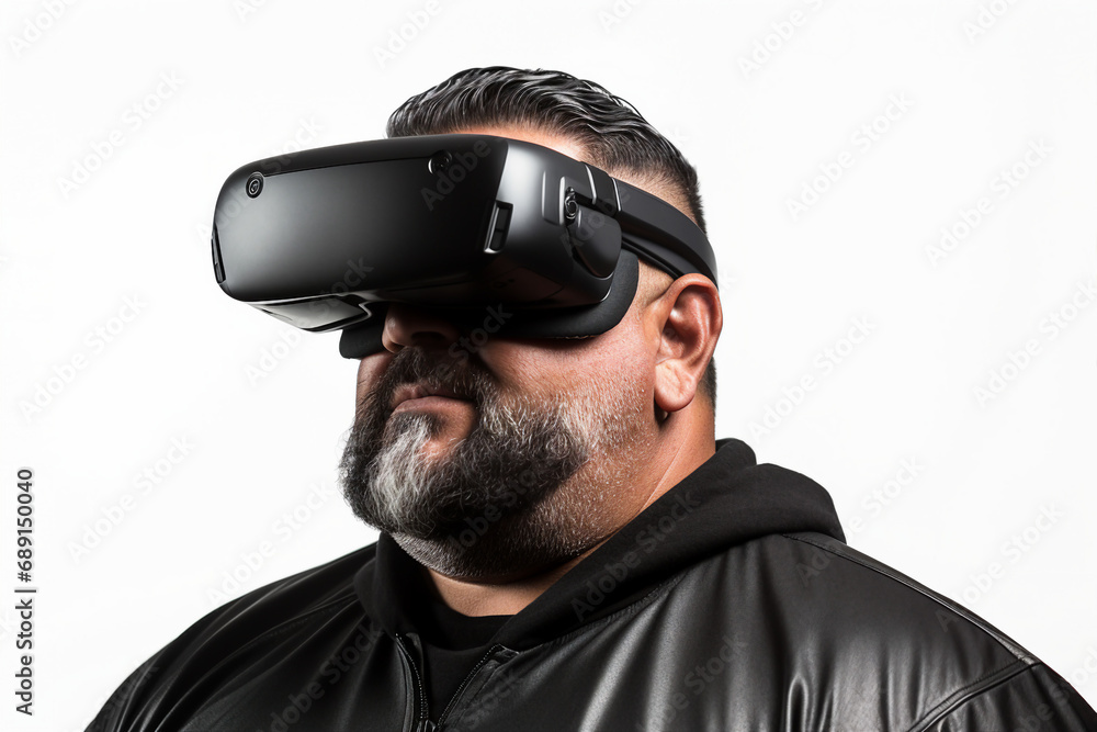 Youngster watching 3d object in virtual world fun cheerful vr glasses goggles generative ai Youngster watching 3d object in virtual world fun cheerful vr glasses goggles generative ai
