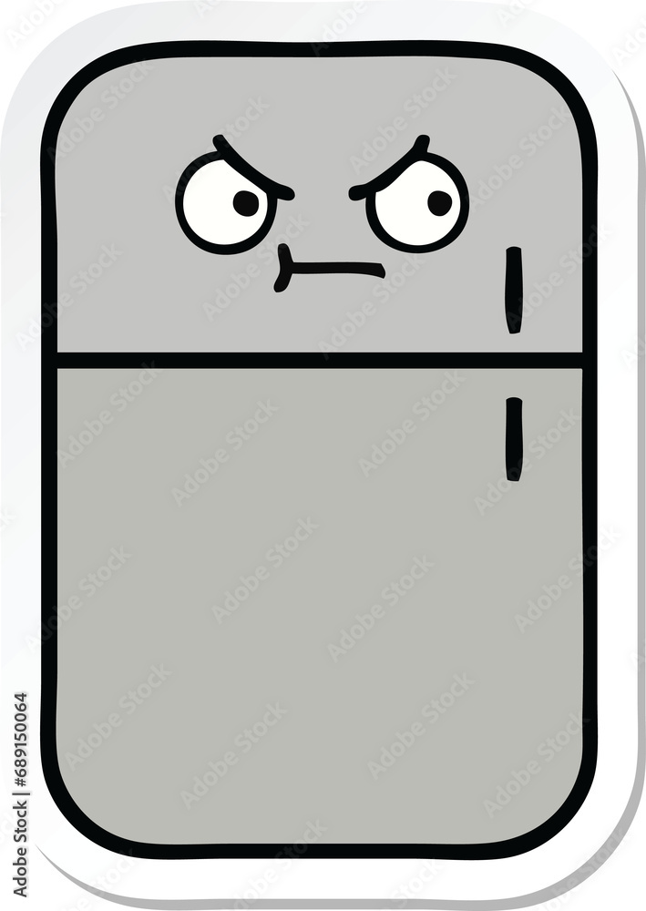sticker of a cute cartoon fridge freezer sticker of a cute cartoon fridge freezer