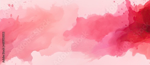 Abstract watercolor print with red tie dye patchwork and pink brushed graffiti Copy space image Place for adding text or design photo