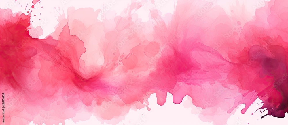 Abstract watercolor print with red tie dye patchwork and pink brushed graffiti Copy space image Place for adding text or design - obrazy, fototapety, plakaty 