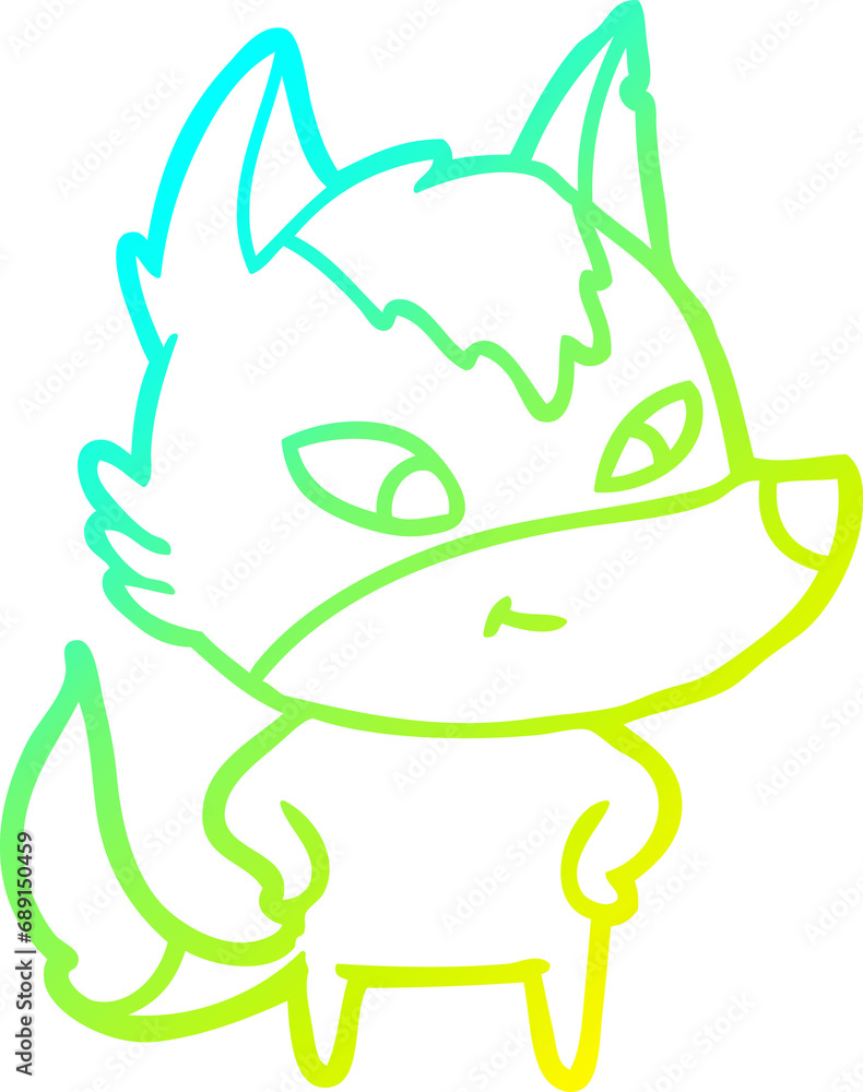cold gradient line drawing of a friendly cartoon wolf cold gradient line drawing of a friendly cartoon wolf
