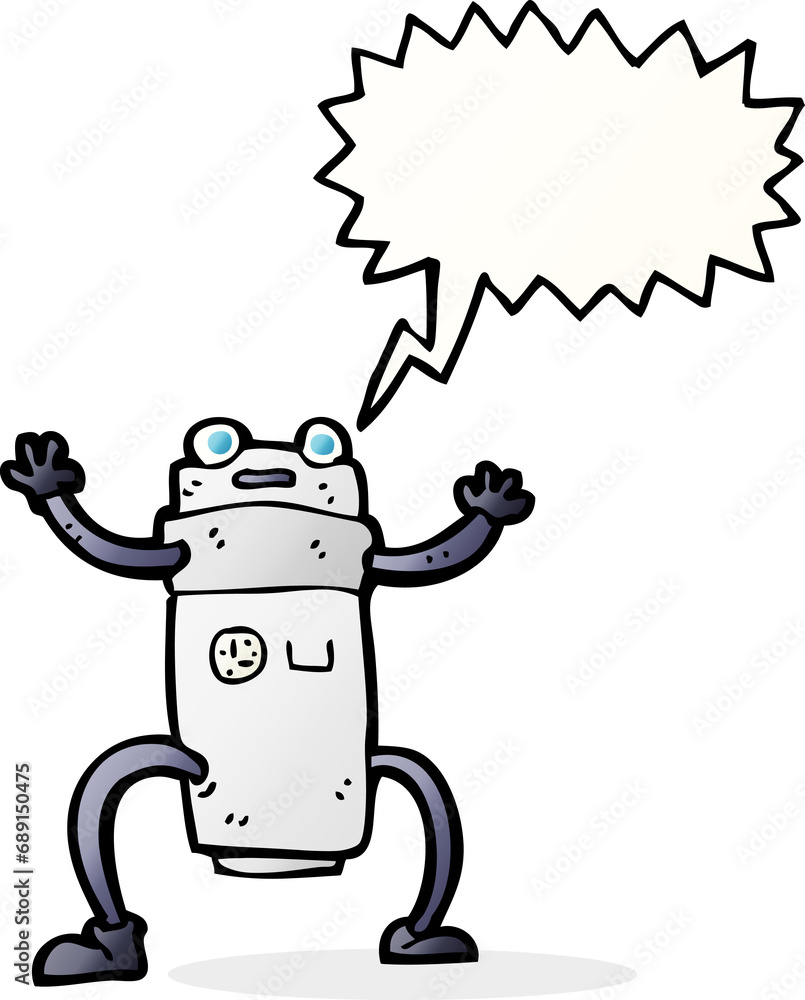 cartoon robot with speech bubble