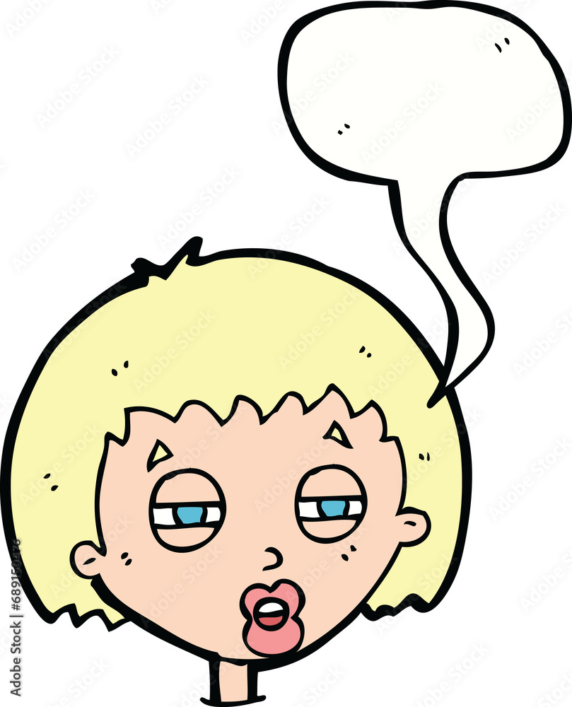cartoon woman narrowing eyes with speech bubble cartoon woman narrowing eyes with speech bubble