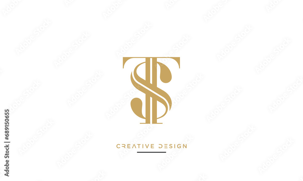 Alphabet letters ST or TS logo monogram Alphabet letters ST or TS logo monogram