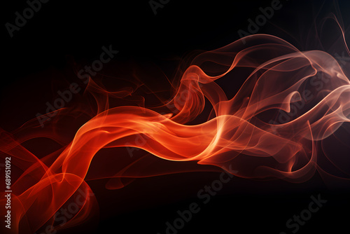 Abstract freeform hot red smoke black background. Soft focus. copy space.