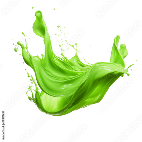 Green Paint Splash isolated Transparent, generative Ai