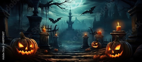 Beautiful abstract Halloween night painting Copy space image Place for adding text or design