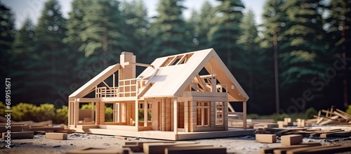 Building wooden houses in a...