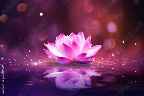 lotus Pink light purple floating light sparkle purple background created with Generative Ai © Andrii Yablonskyi