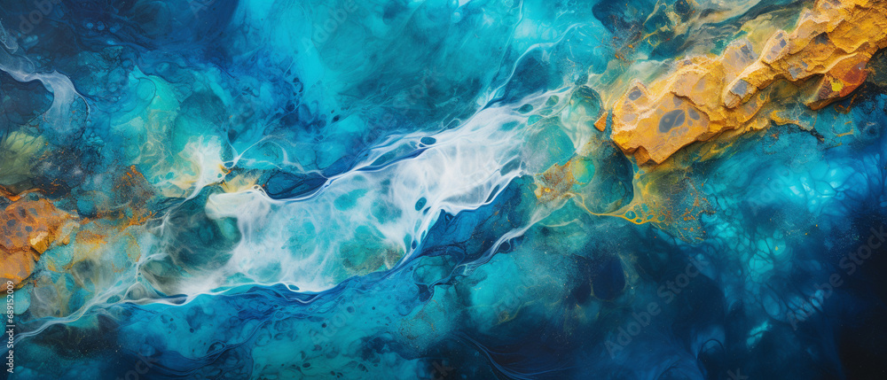 River background with colorful flowing water on the surface, top view. Innovative AI. River background with colorful flowing water on the surface, top view. Innovative AI.