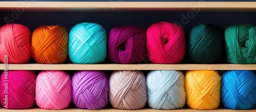 Colorful yarn in close up u...
