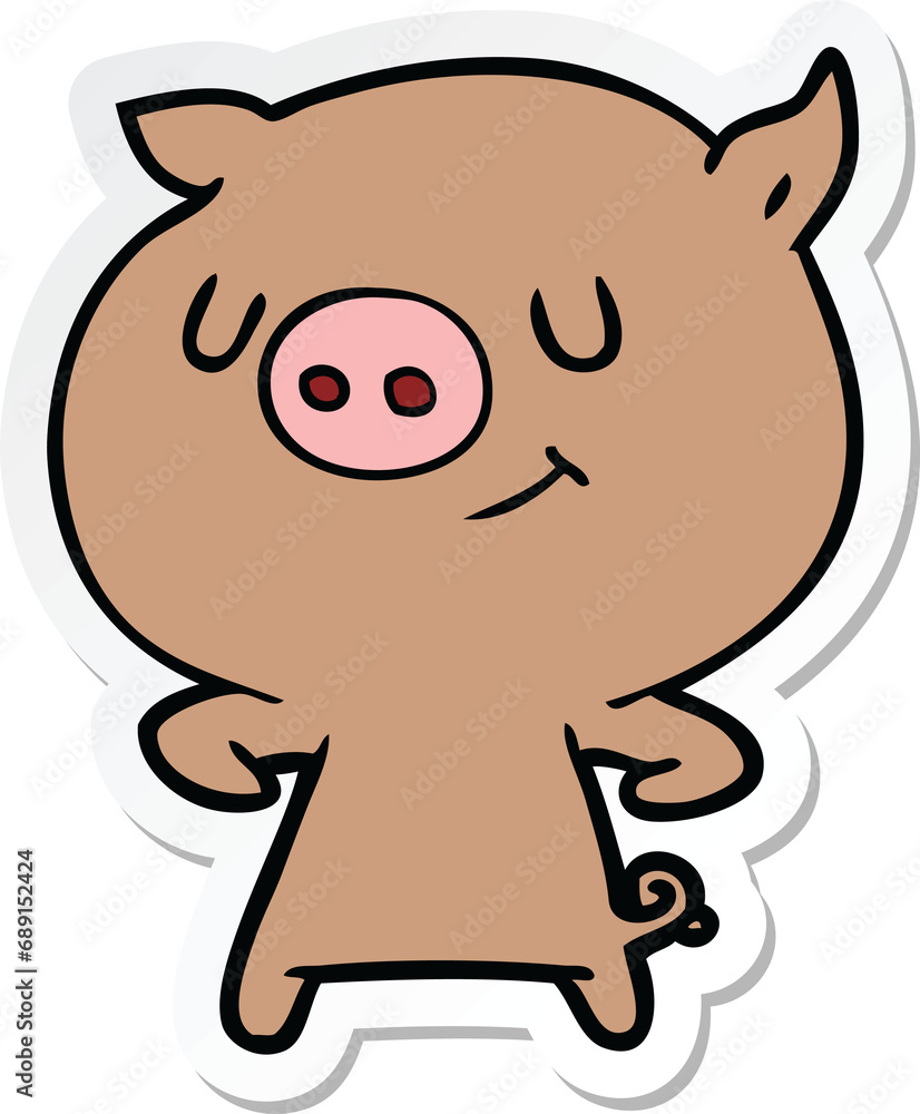 sticker of a happy cartoon pig sticker of a happy cartoon pig