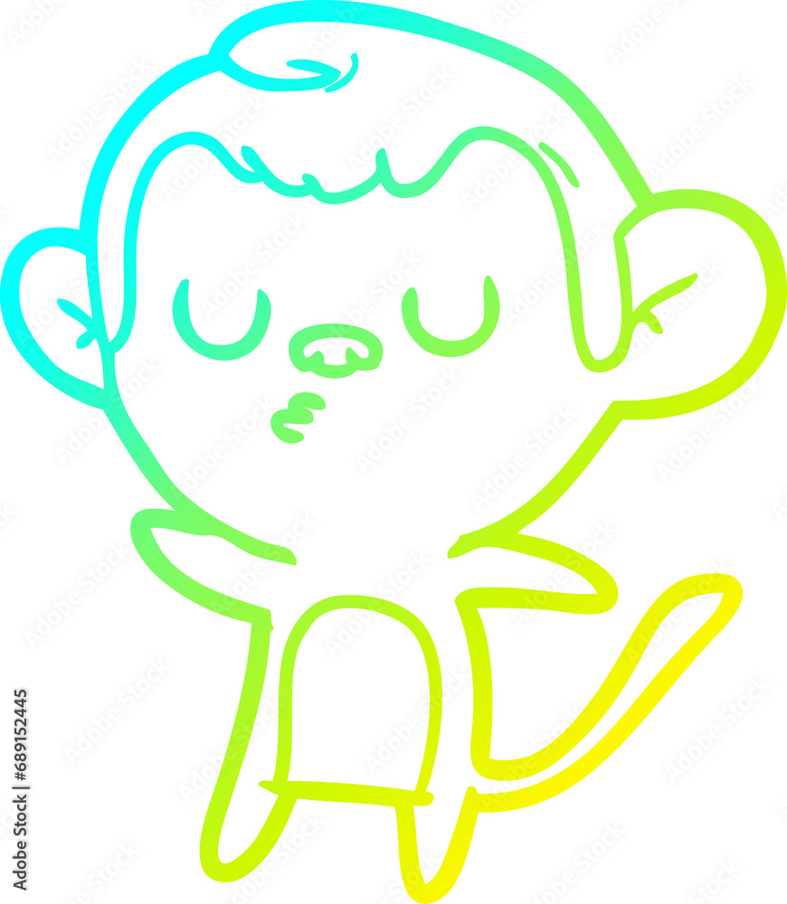 cold gradient line drawing of a cartoon monkey cold gradient line drawing of a cartoon monkey