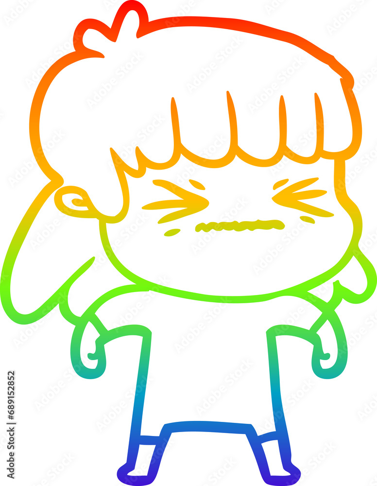 rainbow gradient line drawing of a cartoon woman rainbow gradient line drawing of a cartoon woman