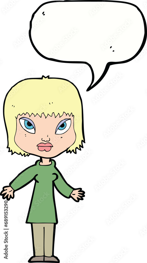 cartoon woman with open arms with speech bubble cartoon woman with open arms with speech bubble