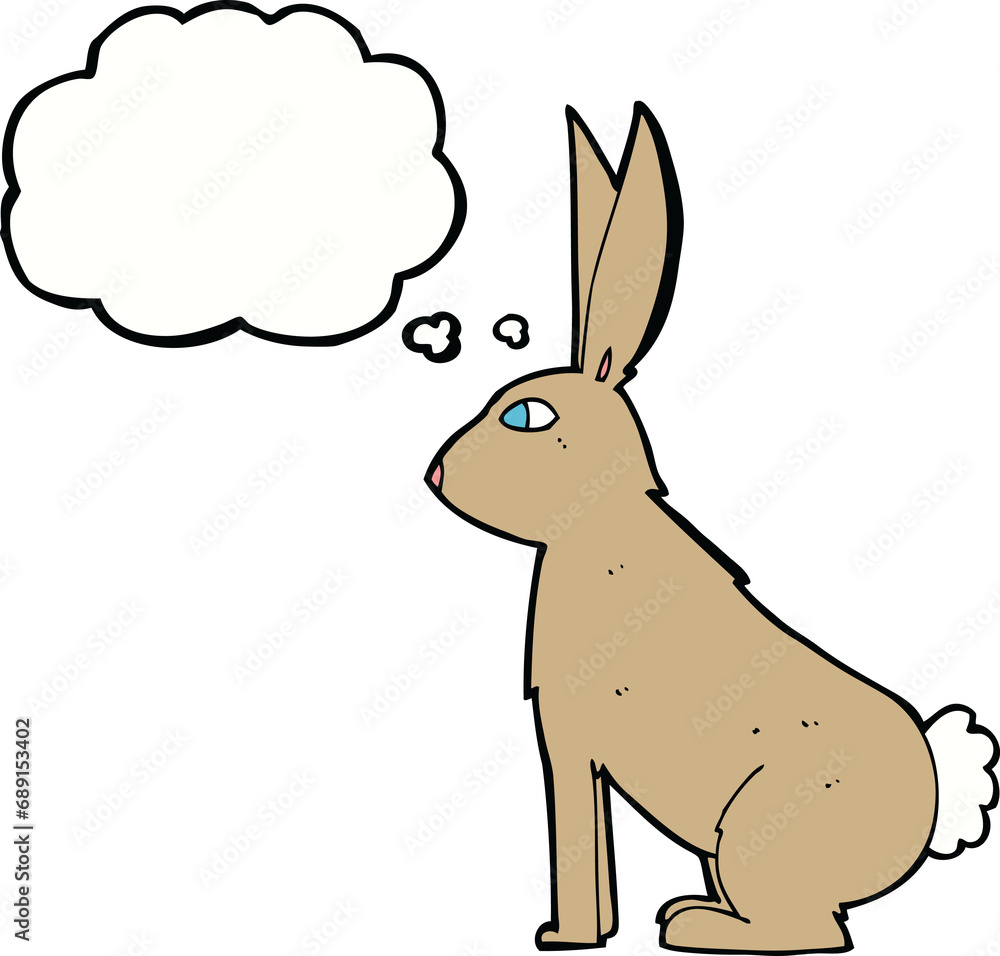 cartoon rabbit with thought bubble cartoon rabbit with thought bubble