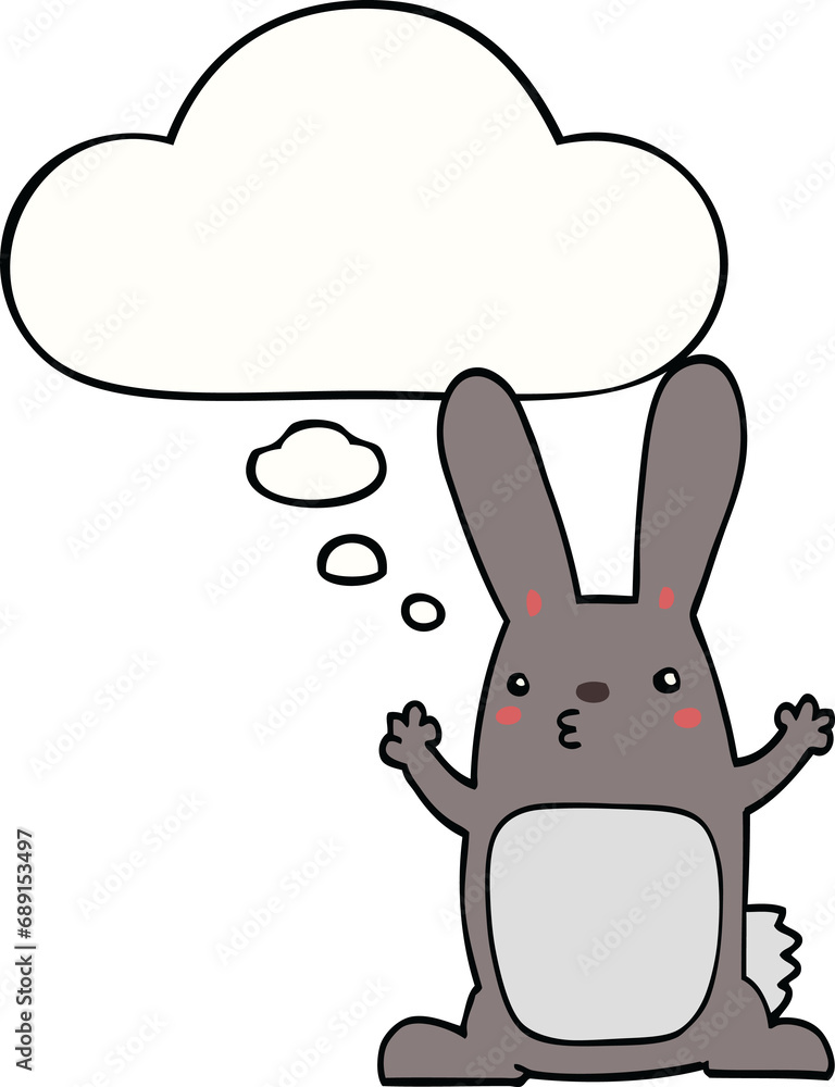 cartoon rabbit with thought bubble cartoon rabbit with thought bubble
