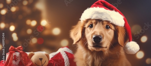 Golden retriever with teddy...