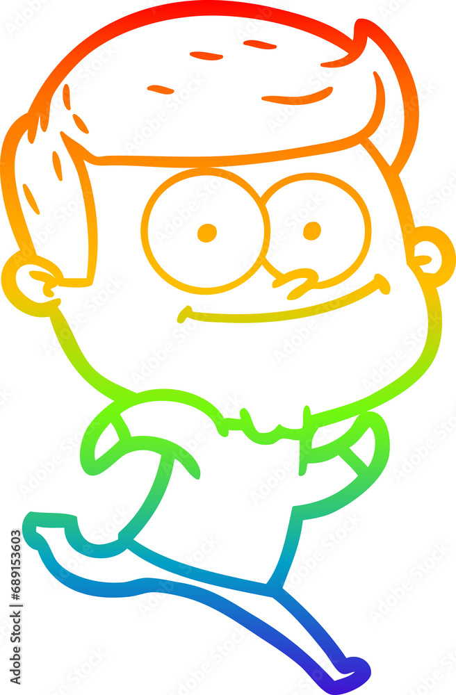 rainbow gradient line drawing of a cartoon happy man rainbow gradient line drawing of a cartoon happy man