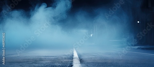 Desolate street with blue s...